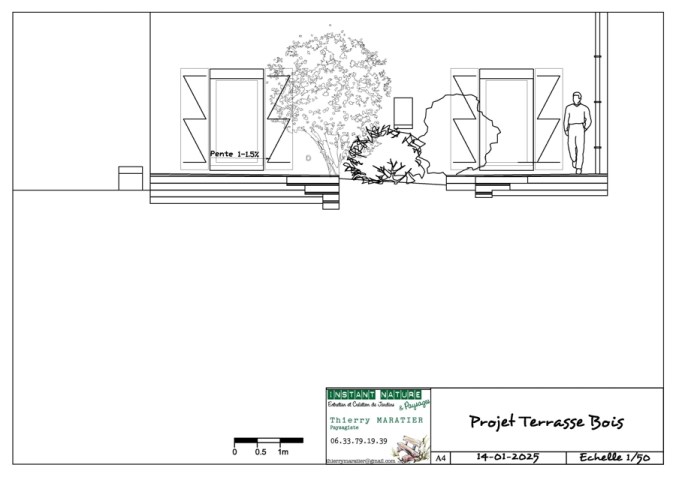 Conception et plan de terrasse bois classe 4 exotique composite avec plantations la roche sur yon agglo vendee