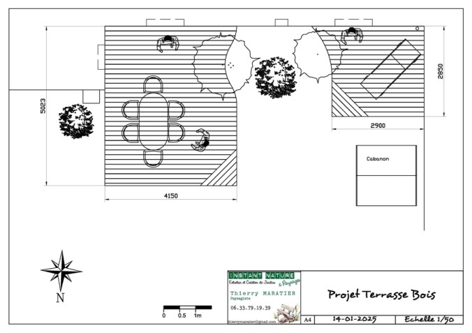 Conception et plan de terrasse bois classe 4 exotique composite avec plantations la roche sur yon agglo vendee